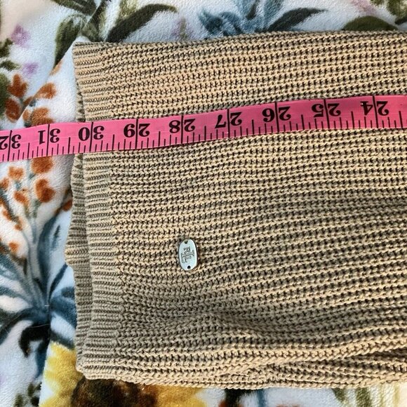 Lauren Ralph Lauren Sweater Womens L Tan Brown Long Line Neutral Knit Cotton - Picture 7 of 7